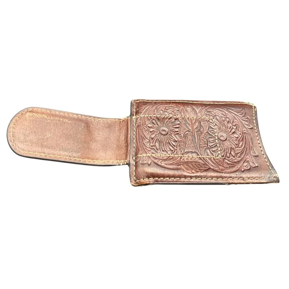 Hand-Tooled Brown Leather Magnetic Ariat Credit Card Wallet Cowboy Western 4